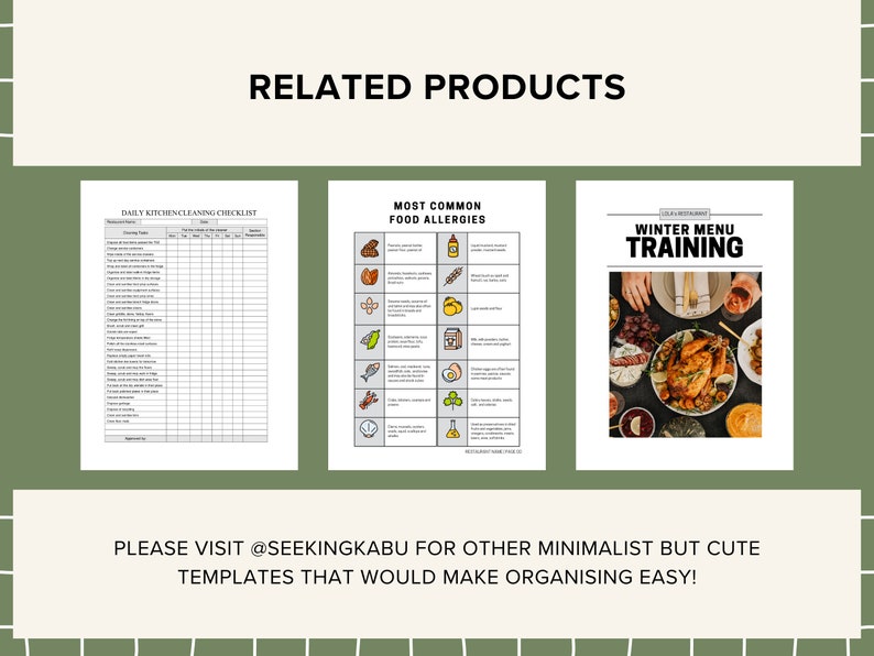Food Temperature Record Sheets for Restaurants, Cafe, Bakery, Catering