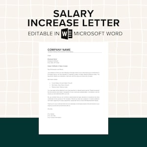 Brief salarisverhoging: bewerkbare Microsoft Word-sjabloon, HR-tool, officiële loonsverhoging voor werknemers, kennisgeving nieuw loon, salarisaanpassing