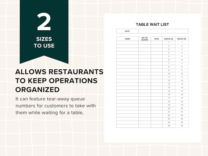 Queue Numbers Template Queue Number Waiting List | Editable Waiting Log Book, Queue Form ...