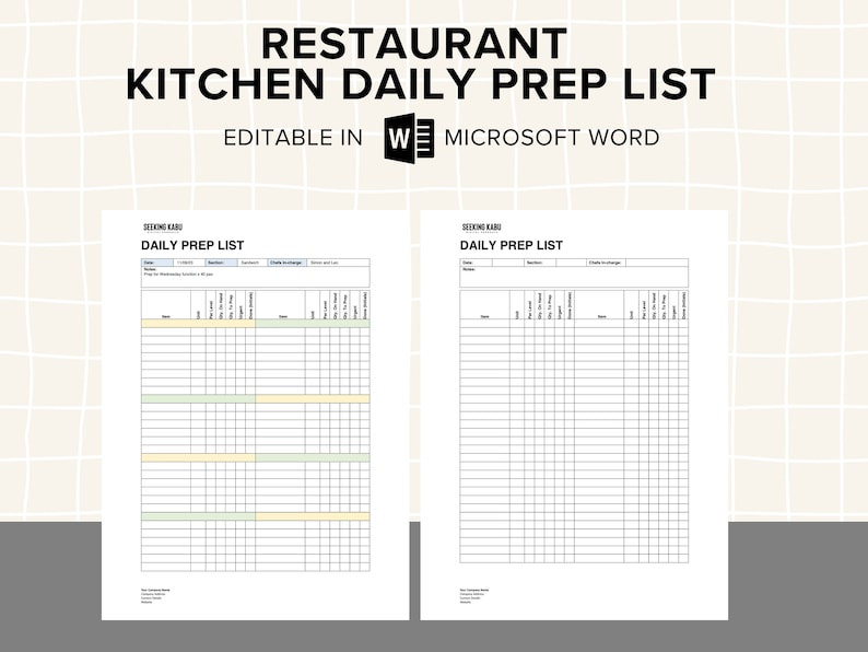 Kitchen Daily Prep List Shift Handover Notes Fot Chefs Restaurant and Kitchen Daily Prep List Shift Handover Notes Fot Chefs Restaurant and