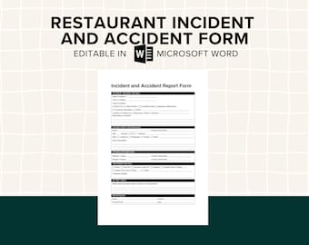 Formulario de informe de incidentes y accidentes Plantillas de operaciones y gestión de registros de restaurantes