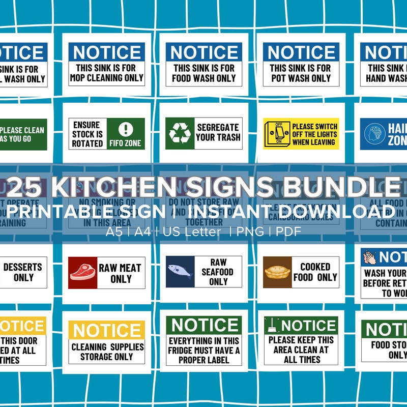 Printable Kitchen Signs for Cleaning - Etsy