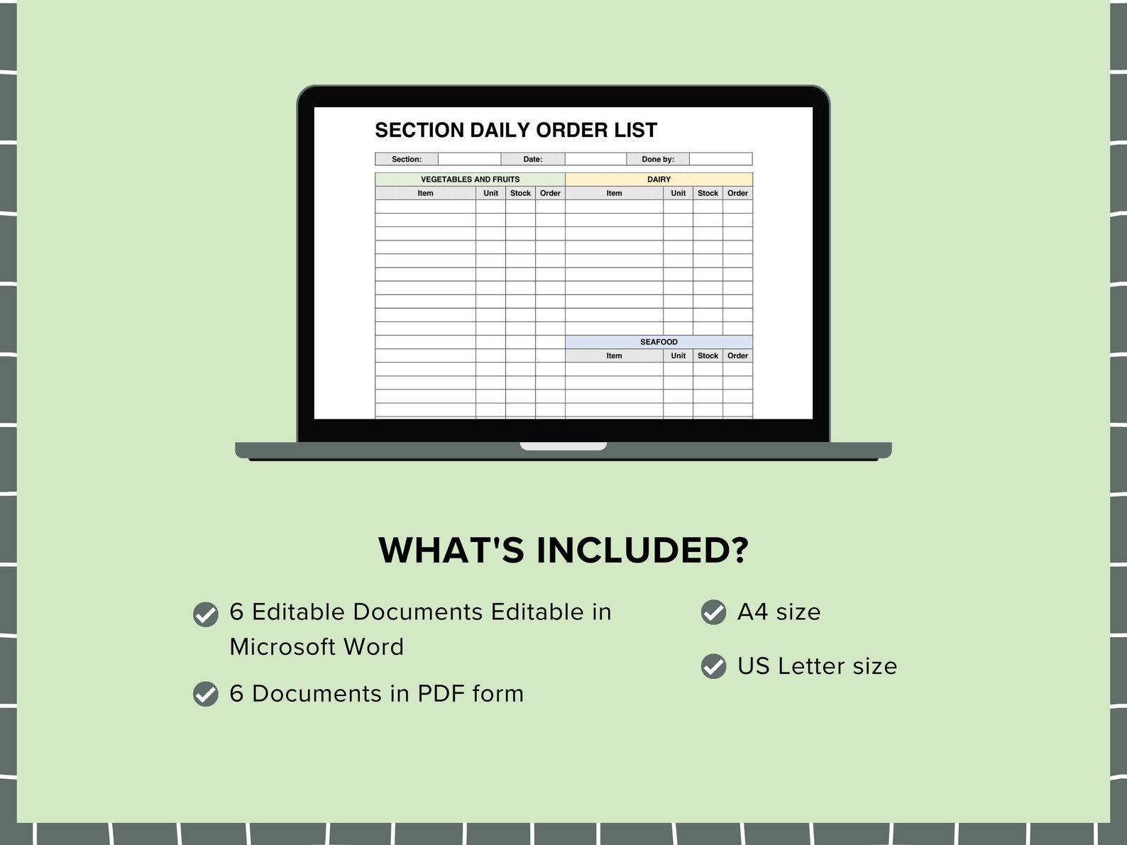 restaurant kitchen templates bundle, order and prep... Restaurant Kitchen Templates Bundle, Order and Prep List, Fridge and ...