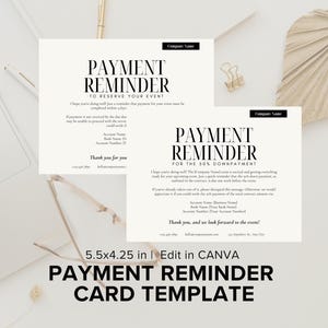 Modello di promemoria di pagamento modificabile per eventi, messaggio di pagamento in ritardo, modello di scheda, note per piccole imprese, promemoria di ritardo in sospeso