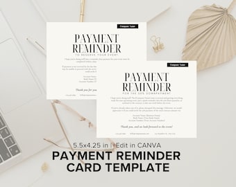 Editable Payment Reminder Template for Events, Late Payment  Message, Card Template,  Small Business Notes, Outstanding Overdue Reminder