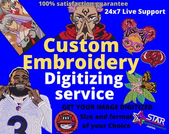 Custom Embroidery Digitizing / Custom Computer Embroidery Machine Digitizing /Pes Custom logo Digitizing