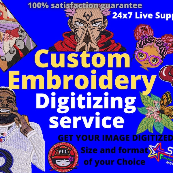 Custom Embroidery Digitizing / Custom Computer Embroidery Machine Digitizing /Pes Custom logo Digitizing