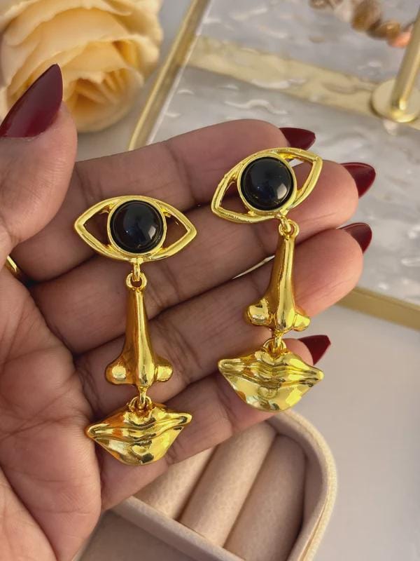 Gold Schiaparelli Earrings - Etsy