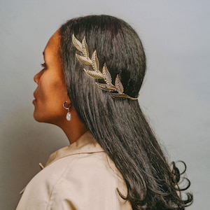 Greek Goddess Headpiece Elven Hairband Grecian Olive Leaf Flower branch Gold Laurel Crown Zues Backwards Ancient Roman Larp Wreath