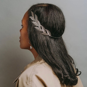 Greek Goddess Headpiece Elven Hairband Grecian Olive Leaf Flower branch Silver Laurel Crown Zues Backwards Ancient Roman Larp Wreath
