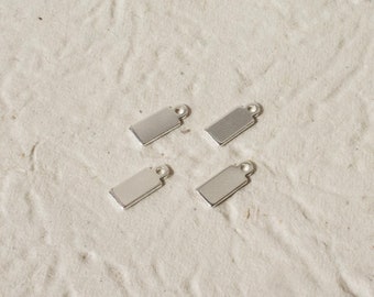 11.7mm Silver Rectangle Tag | Metal Stamping Blanks | Tag Necklace Charms | Jewelry Making Supplies