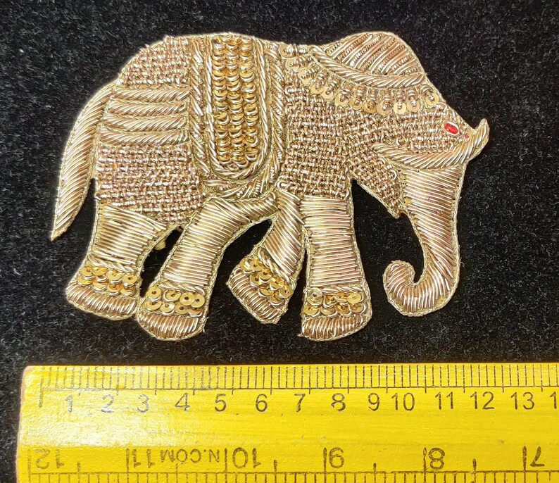 Indian Handmade Elephant Design Patches Embroidered Sewing Thread ...