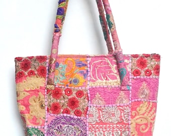 Handmade Banjara Embroidered Tote | Vintage Patchwork Boho Bag