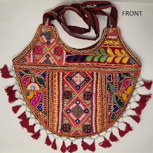 Handmade Banjara Bag | Indian Khambhalia Embroidered Boho Tote | Vintage Patchwork Bag | Tribal Bohemian Shoulder Bags