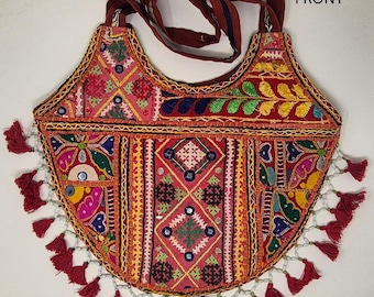 Handmade Banjara Embroidered Tote | Vintage Boho Shoulder Bag