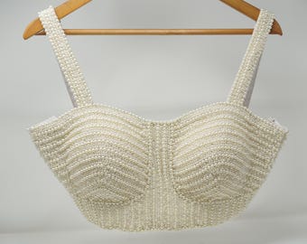 White Beaded Saree Blouse, Heavy Handwork, Indian Bridal Wear, Festive Occasion