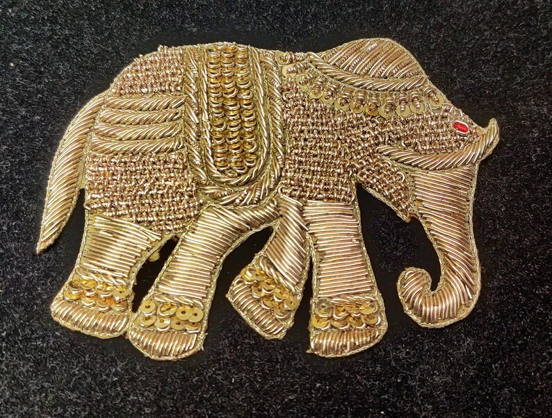 Indian Handmade Elephant Design Patches Embroidered Sewing Thread ...