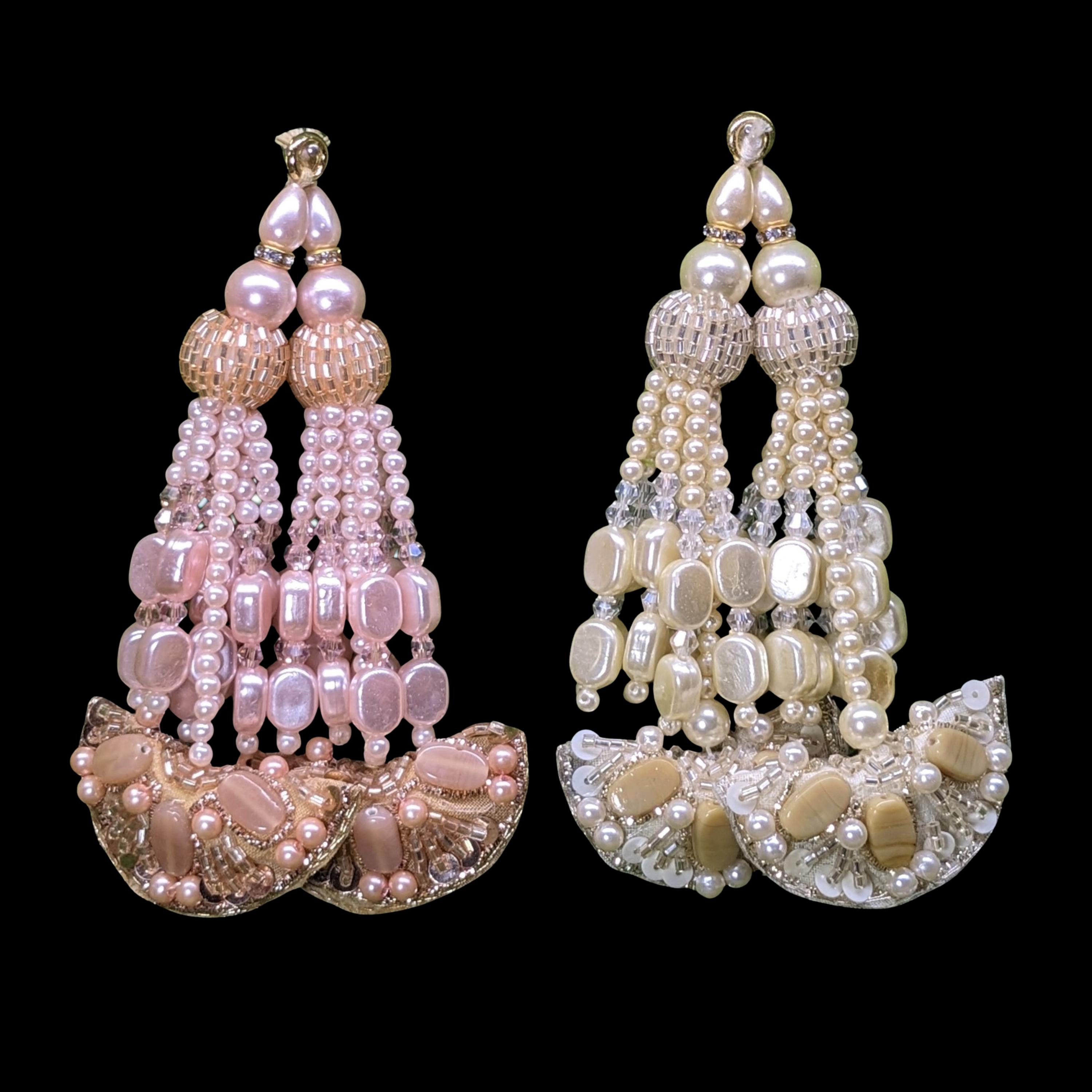 Handmade Beaded Latkan Tassels for Sarees, Blouses, Handbags - Ethnic Bridal Accent (Pair)