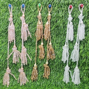 Indian Handmade Latkan Tassels for Saree Blouse Lehenga HandBags Hangings Dupatta Decoration Bridal Wedding dress for Women pair of 2 pcs