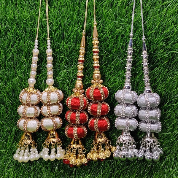 Indian Handmade Latkan Tassels for Saree Blouse Lehenga HandBags Hangings Dupatta Decoration Bridal Wedding dress for Women pair of 2 pcs