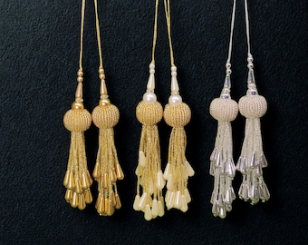 Beaded Pearl Tassel for Saree Blouse, Lehenga, Dupatta, Handbag Embellishment