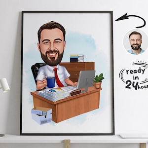 Benutzerdefinierte Boss Karikatur vom Foto, Boss Geschenk für Männer, Boss Cartoon, lustige Boss Karikatur, Boss Karikatur, Geschenk für Boss, Boss Digitales Geschenk