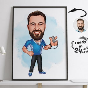 Ritratto di allenatore personalizzato, ritratto di allenatore, regalo di allenatore, cartone animato di allenatore, caricatura di allenatore, caricatura da foto, cartone animato di allenatore di calcio