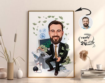 Custom Boss Caricature from Photo, Boss Gift for Men, Boss Cartoon, Funny Boss Caricature, Boss Caricature, Gift for Boss, Boss Digital Gift