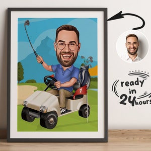 Custom Golfer Cartoon Portrait, Golfer Portrait, Gift for Golfer, Golfer Caricature, Caricature from Photo, Golfer Cartoon, Funny Golfer