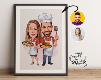 Custom Couple Cartoon Portrait, Couple Portrait, Couple Gift, Couple Caricature, Valentine's Day Gift, Custom Caricature, Anniversary Gift
