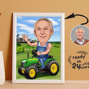 Custom Farmer Cartoon Portrait, Farmer Caricature, Farmer Gift, Farmer Cartoon, Farmer Caricature from Photo, Funny Farmer Caricature