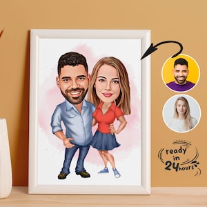 Custom Couple Cartoon Portrait, Couple Portrait, Couple Gift, Couple Caricature, Valentine's Day Gift, Custom Caricature, Anniversary Gift