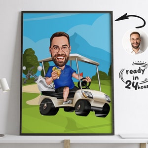 Custom Golfer Cartoon Portrait, Golfer Portrait, Gift for Golfer, Golfer Caricature, Caricature from Photo, Golfer Cartoon, Funny Golfer