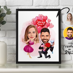 Custom Marriage Cartoon Portrait, Couple Portrait, Gift for Couple, Marriage Caricature, Marriage Portrait, Custom Caricature from Photo