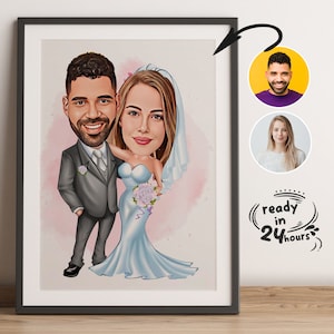 Hochzeitskarikatur für Paar, Hochzeitskarikatur, Geschenk für Paar, Hochzeitskarikatur vom Foto, Hochzeitskarikatur Portrait, Hochzeitsportrait