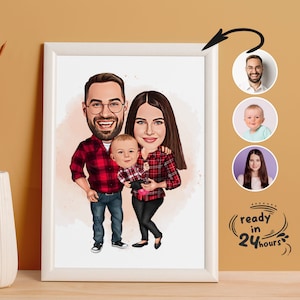 Benutzerdefinierte Familienkarikaturporträt, Familienporträt, Familiengeschenk, Familienkarikatur, benutzerdefinierte Karikatur, Karikatur vom Foto, Familienkarikatur