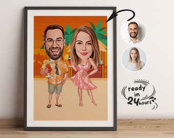 Custom Couple Cartoon Portrait, Couple Portrait, Couple Gift, Couple Caricature, Family Portrait, Custom Caricature, Anniversary Gift