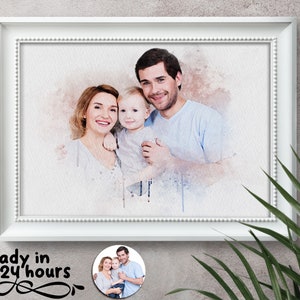 Retrato en acuarela personalizado a partir de una foto, Retrato en acuarela, Acuarela personalizada, Acuarela familiar, Retrato en acuarela, Pintura personalizada con foto
