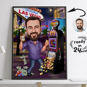 Ritratto di giocatore d'azzardo personalizzato, caricatura di giocatore d'azzardo, regalo di giocatore d'azzardo, fumetto di giocatore d'azzardo, ritratto di giocatore d'azzardo, caricatura personalizzata di giocatore d'azzardo da foto