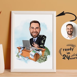Benutzerdefinierte Buchhalter Cartoon Portrait, Buchhalter Porträt, Buchhalter Geschenk, Buchhalter Karikatur, einzigartiges Buchhalter Geschenk, Buchhalter Zeichnung