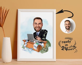 Benutzerdefinierte Buchhalter Cartoon Portrait, Buchhalter Porträt, Buchhalter Geschenk, Buchhalter Karikatur, einzigartiges Buchhalter Geschenk, Buchhalter Zeichnung