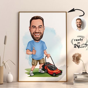 Custom Gardener Cartoon Portrait, Gardener Caricature, Gardener Gift, Gardener Cartoon, Gardener Caricature from Photo, Funny Gardener Gift