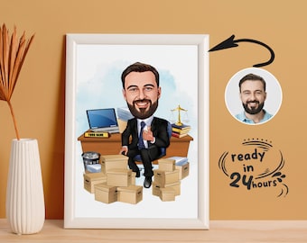 Custom Lawyer Cartoon Portrait, Lawyer Portrait, Lawyer Gift, Lawyer Cartoon, Custom Cartoon, Lawyer Caricature, Caricature from Photo