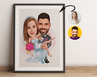 Custom Wedding Cartoon Portrait, Couple Portrait, Gift for Couple, Wedding Caricature, Wedding Portrait, Custom Caricature, Couple Cartoon