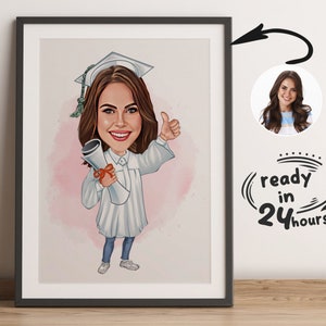Custom Graduation Cartoon Portrait, Graduation Portrait, Graduation Gift, Graduation Cartoon, Graduation Caricature, Caricature from Photo