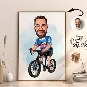 Personalisierte Radfahrer Cartoon Porträt, Biker Porträt, Radfahrer Geschenk, Radfahrer Karikatur, Benutzerdefinierte Karikatur, Karikatur vom Foto