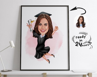 Custom Graduation Cartoon Portrait, Graduation Portrait, Graduation Gift, Graduation Cartoon, Graduation Caricature, Caricature from Photo
