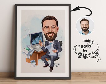 Custom Male Coworker Cartoon Portrait, Coworker Caricature, Gift for Coworker, Coworker Cartoon, Coworker Gift, Caricature from Photo