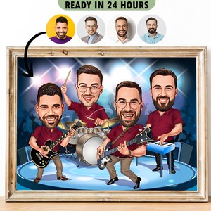 Portrait personnalisé de bande dessinée de groupe, portrait de groupe, cadeau pour un groupe, caricature de groupe, caricature de groupe, caricature à partir d'une photo, bande dessinée de groupe, bande dessinée