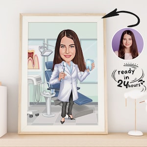 Benutzerdefinierte Zahnarzt Cartoon Porträt, Zahnarzt Porträt, Geschenk für Zahnarzt, Zahnarzt Geschenk, Zahnarzt Cartoon, Zahnarzt Karikatur, weiblicher Zahnarzt
